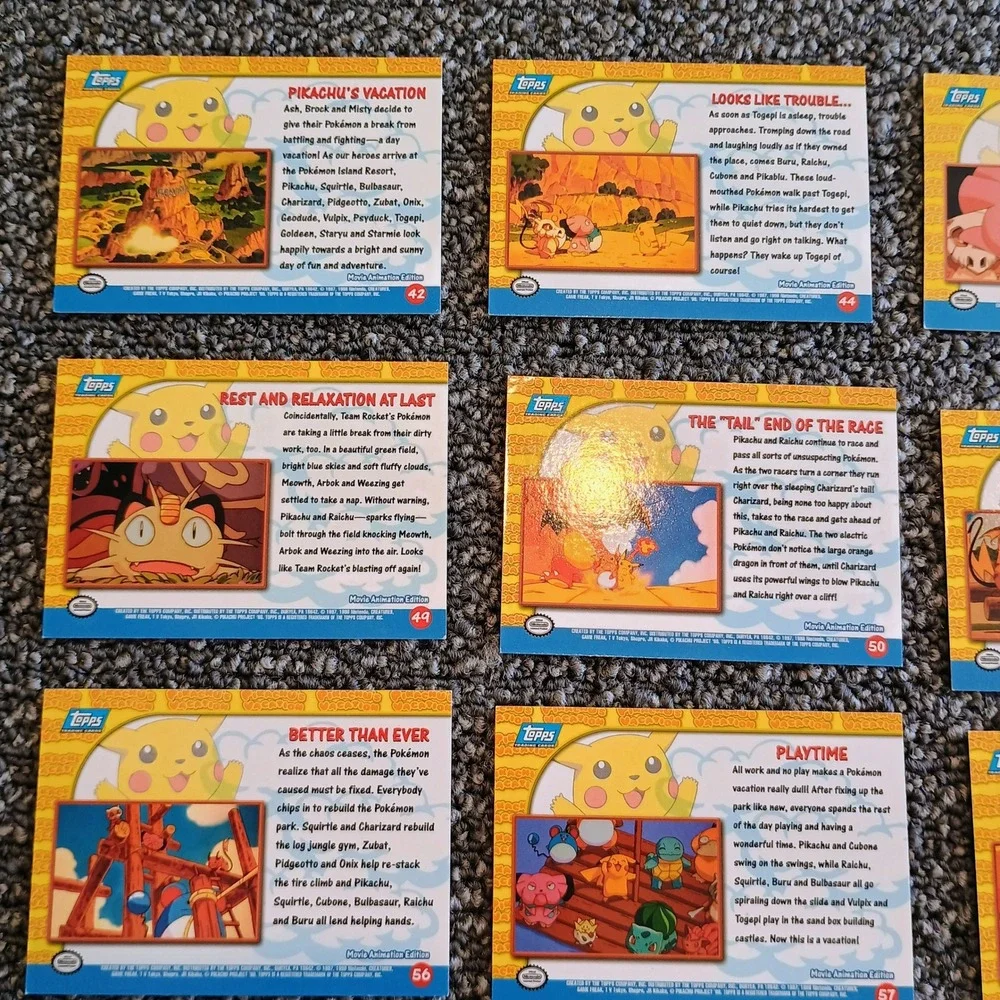 13pc Topps Pokemon Pikachus Vacation Movie Animation Edition Card Lot 1999 Blue - Picture 6 of 9